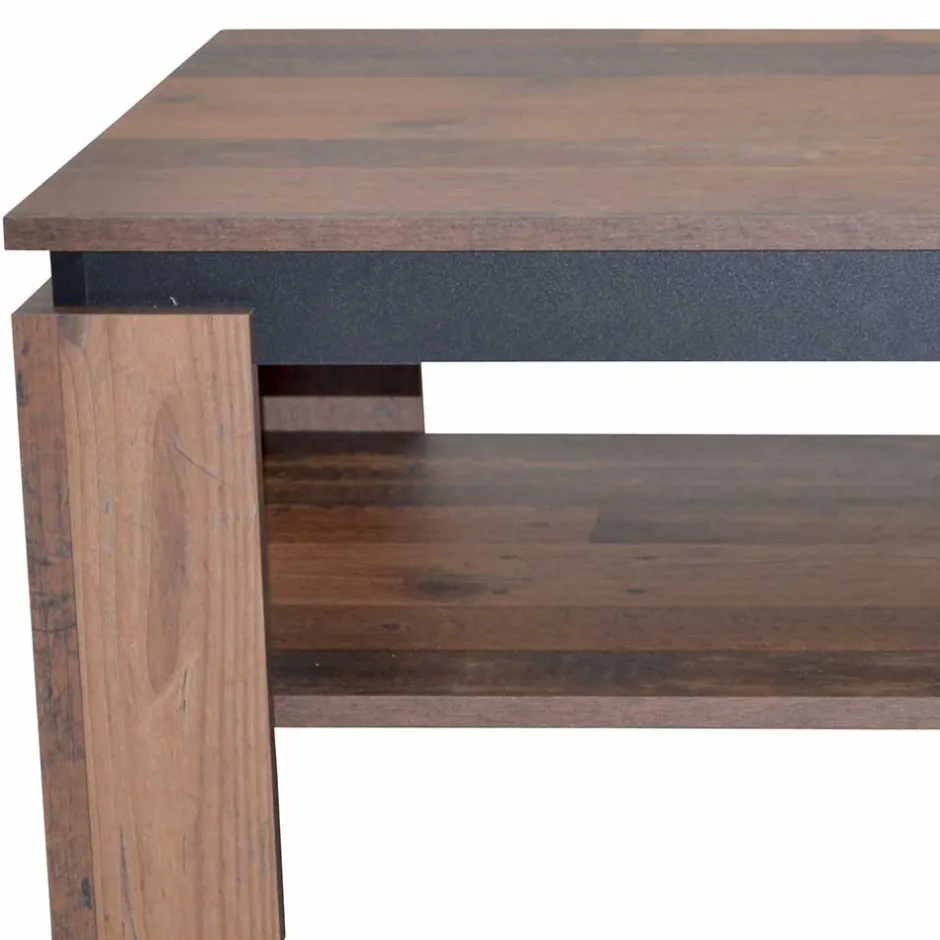 Wohnen Couchtisch in Holzoptik Antik & Schwarz - Jimy
