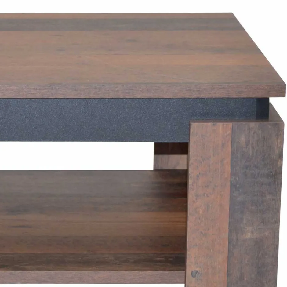 Wohnen Couchtisch in Holzoptik Antik & Schwarz - Jimy