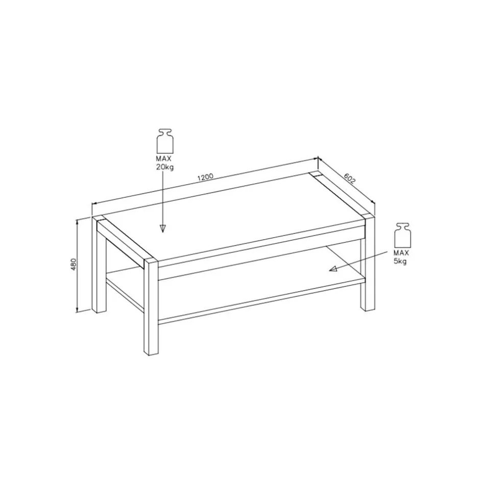 Couchtisch mit Ablage in Wildeiche Holzoptik - Zavorra^Wohnen Discount