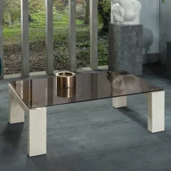 Wohnen Couchtisch mit Glasplatte in Bronze getönt - Finanun