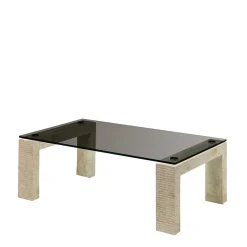 Wohnen Couchtisch mit Glasplatte in Bronze getönt - Finanun