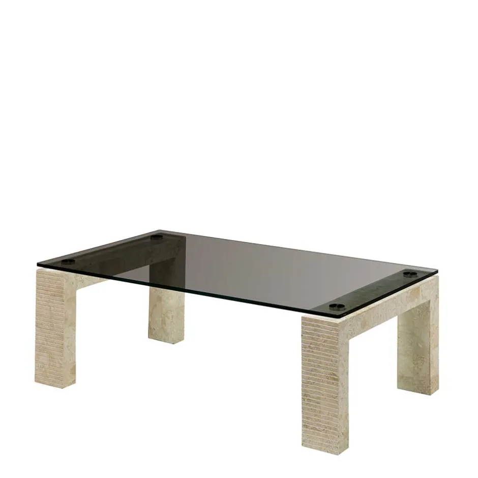 Wohnen Couchtisch mit Glasplatte in Bronze getönt - Finanun