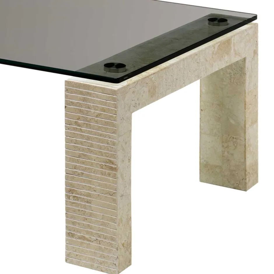 Wohnen Couchtisch mit Glasplatte in Bronze getönt - Finanun