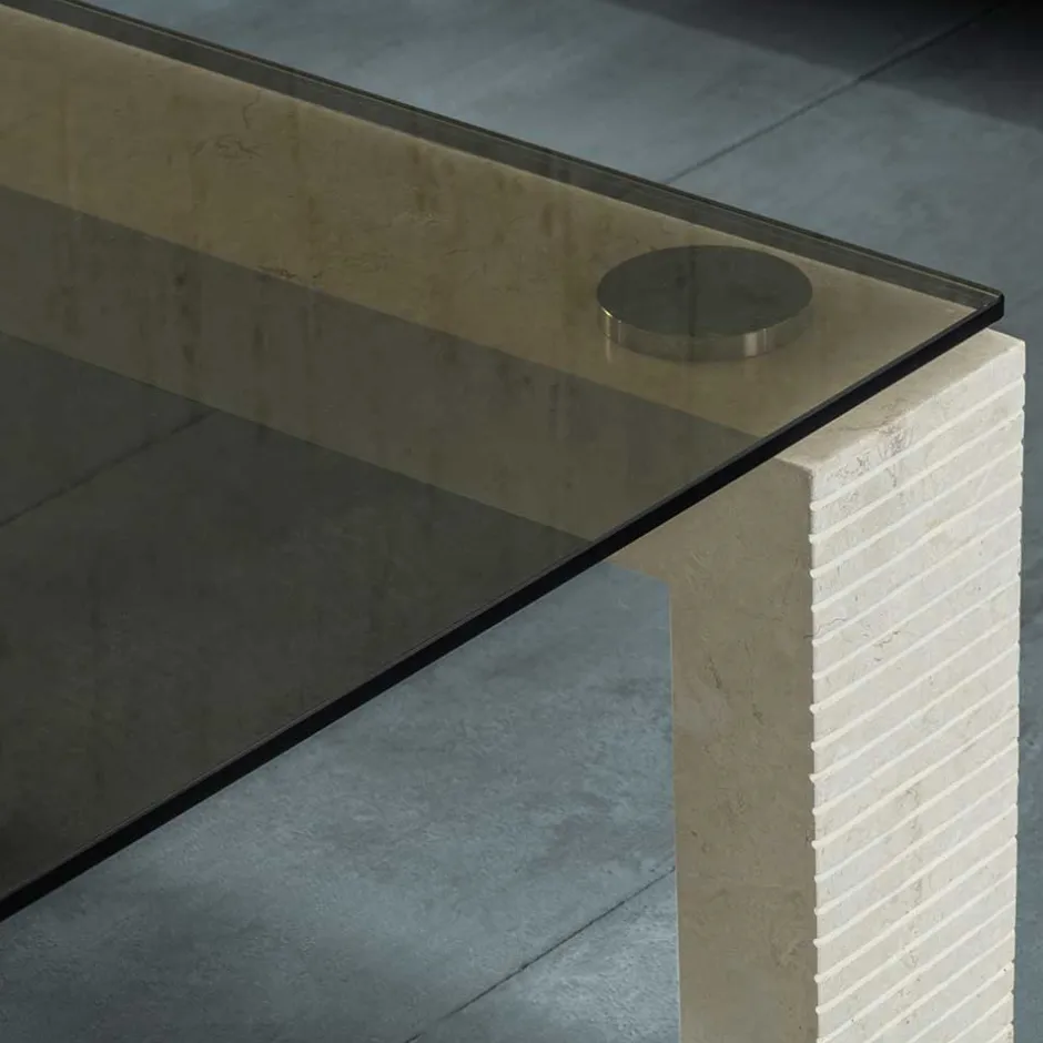 Wohnen Couchtisch mit Glasplatte in Bronze getönt - Finanun