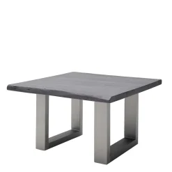 Wohnen Couchtisch mit Naturkanten Holzplatte in Grau - Kassanda