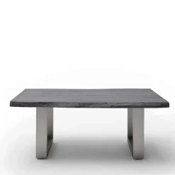 Wohnen Couchtisch mit Naturkanten Holzplatte in Grau - Kassanda