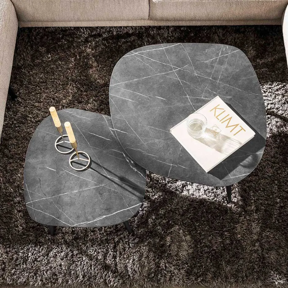 Wohnen Couchtisch Paar im Retrostil - Simonas (zweiteilig)