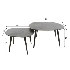 Wohnen Couchtisch Paar im Retrostil - Simonas (zweiteilig)