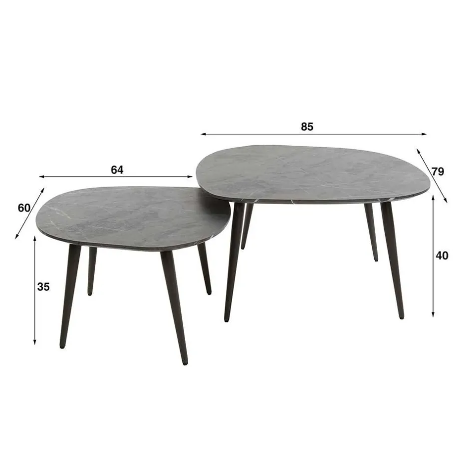 Wohnen Couchtisch Paar im Retrostil - Simonas (zweiteilig)