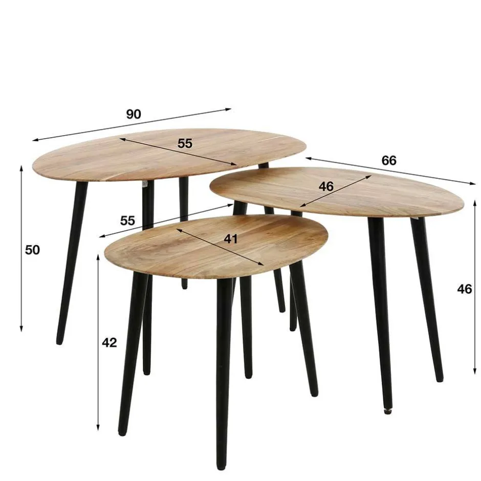 Couchtisch Trio aus Akazie - Quierly (dreiteilig)^Wohnen Discount