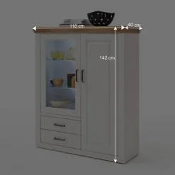 Wohnen Country Highboard Vitrine mit Stauraum - Samula