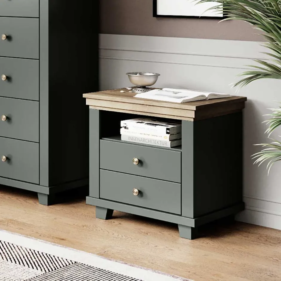 Country Nachtkommode in Dunkelgrün - Daney^Wohnen Online