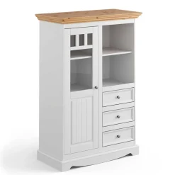 Country Style Highboard in Weiß & Kiefer Natur - Vitablo^Wohnen Outlet