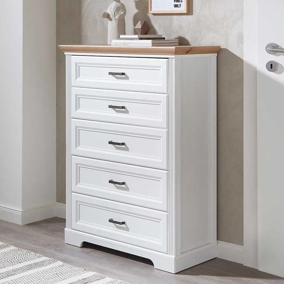 Wohnen Country Style Hochkommode mit fünf Schubladen - Mehady