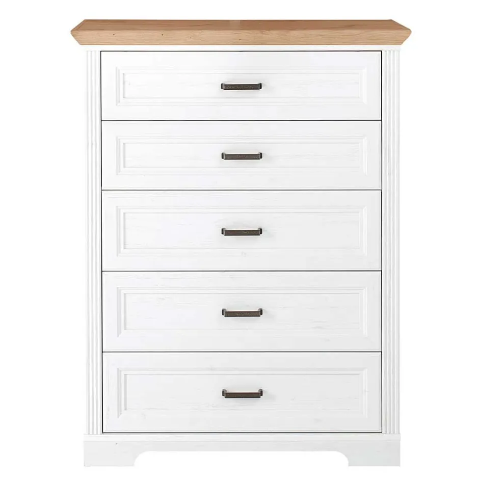 Wohnen Country Style Hochkommode mit fünf Schubladen - Mehady