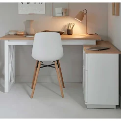 Wohnen Country Style Schreibtisch mit Seitenregal - Ristina