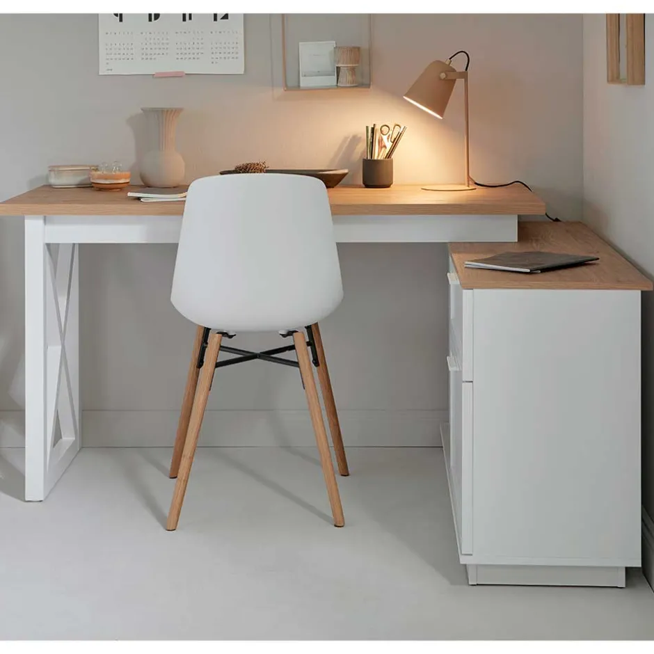 Wohnen Country Style Schreibtisch mit Seitenregal - Ristina