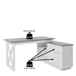 Wohnen Country Style Schreibtisch mit Seitenregal - Ristina