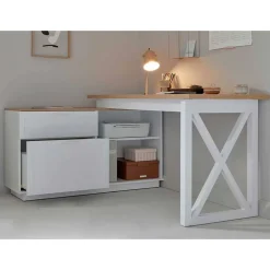 Wohnen Country Style Schreibtisch mit Seitenregal - Ristina