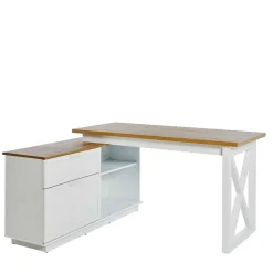 Wohnen Country Style Schreibtisch mit Seitenregal - Ristina