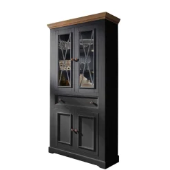 Country Vitrinenschrank in Grau & Eichefarben - Ustricia^Wohnen Best