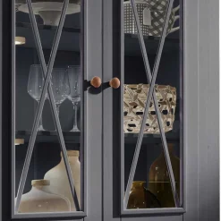 Country Vitrinenschrank in Grau & Eichefarben - Ustricia^Wohnen Best