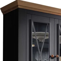 Country Vitrinenschrank in Grau & Eichefarben - Ustricia^Wohnen Best