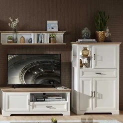 Wohnen Country Wohnmöbel Kombi Set - Sinolita (dreiteilig)