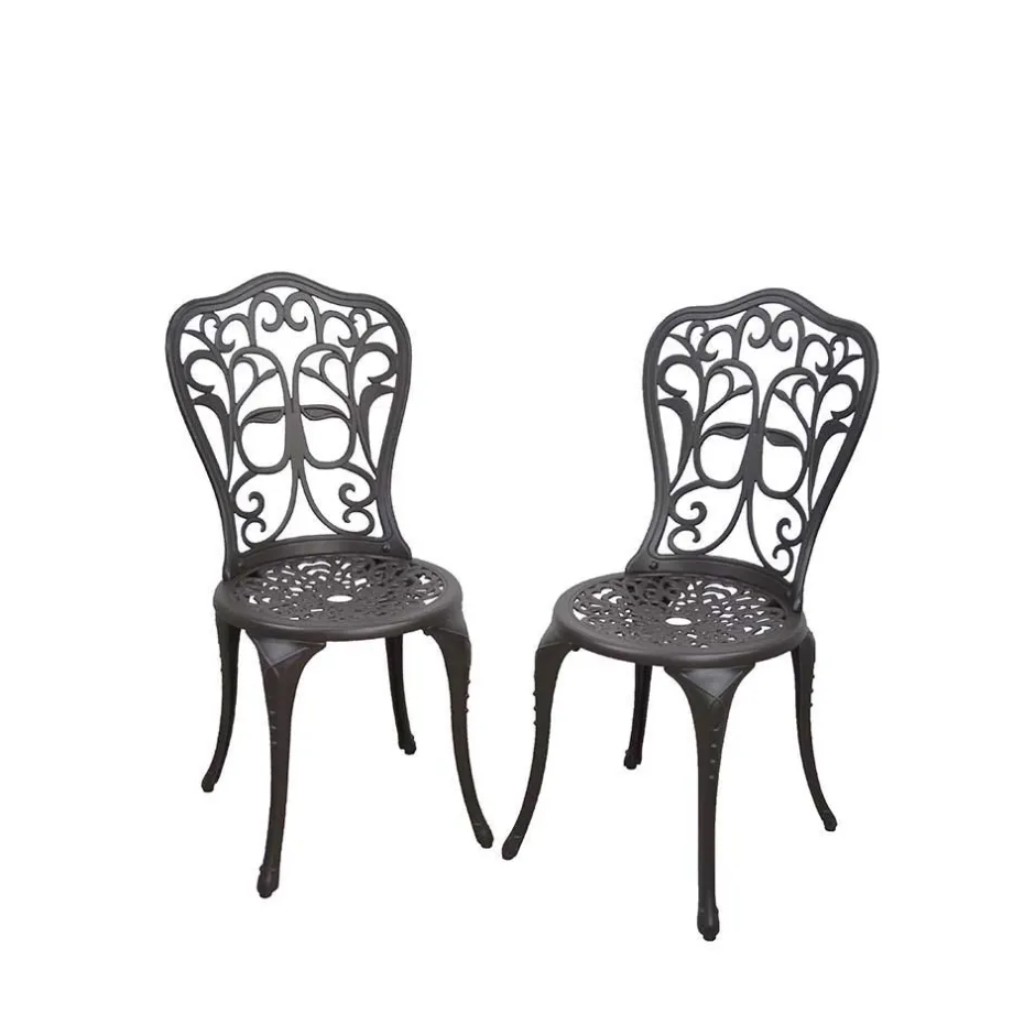 Wohnen Dekorative Metallstühle für Garten Ykan in Dunkelbraun (2er Set)