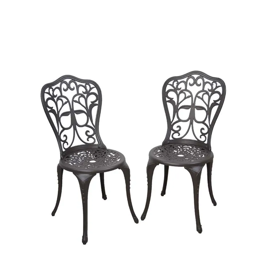 Wohnen Dekorative Metallstühle für Garten Ykan in Dunkelbraun (2er Set)