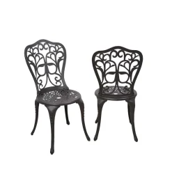 Wohnen Dekorative Metallstühle für Garten Ykan in Dunkelbraun (2er Set)