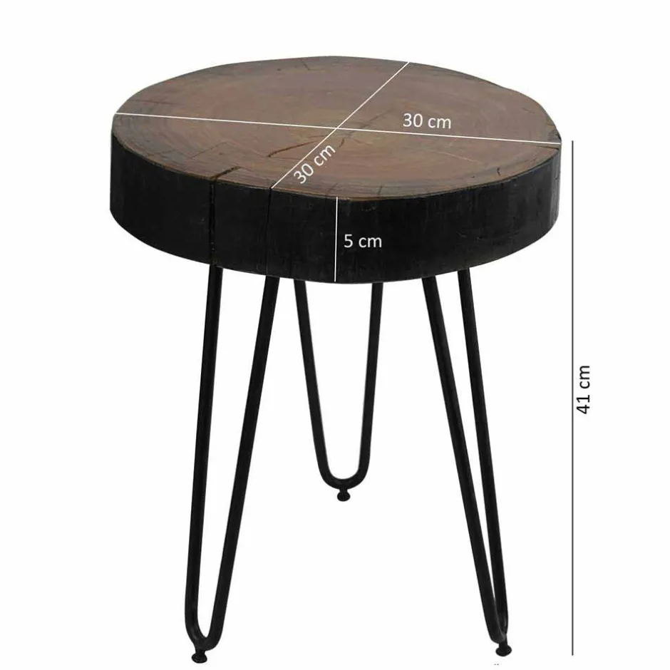 Wohnen Design Ablagetisch Tohema mit Baumkante dunkel