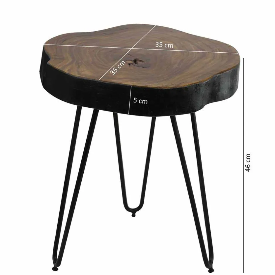 Wohnen Design Ablagetisch Tohema mit Baumkante dunkel