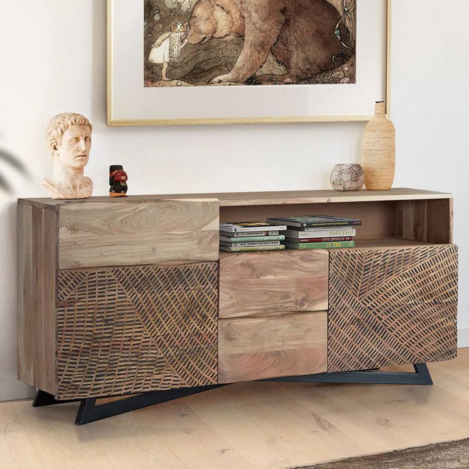 Wohnen Design Anrichte aus Massivholz - Merlan