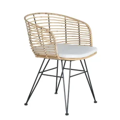 Wohnen Design Armlehnenstuhl in Rattan Natur und Schwarz - Adatto (2er Set)