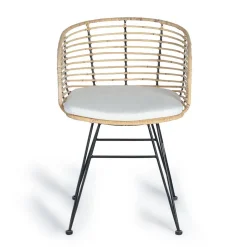 Wohnen Design Armlehnenstuhl in Rattan Natur und Schwarz - Adatto (2er Set)