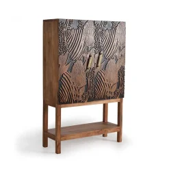 Wohnen Design Barschrank mit Schnitzerei und Lack - Marcel