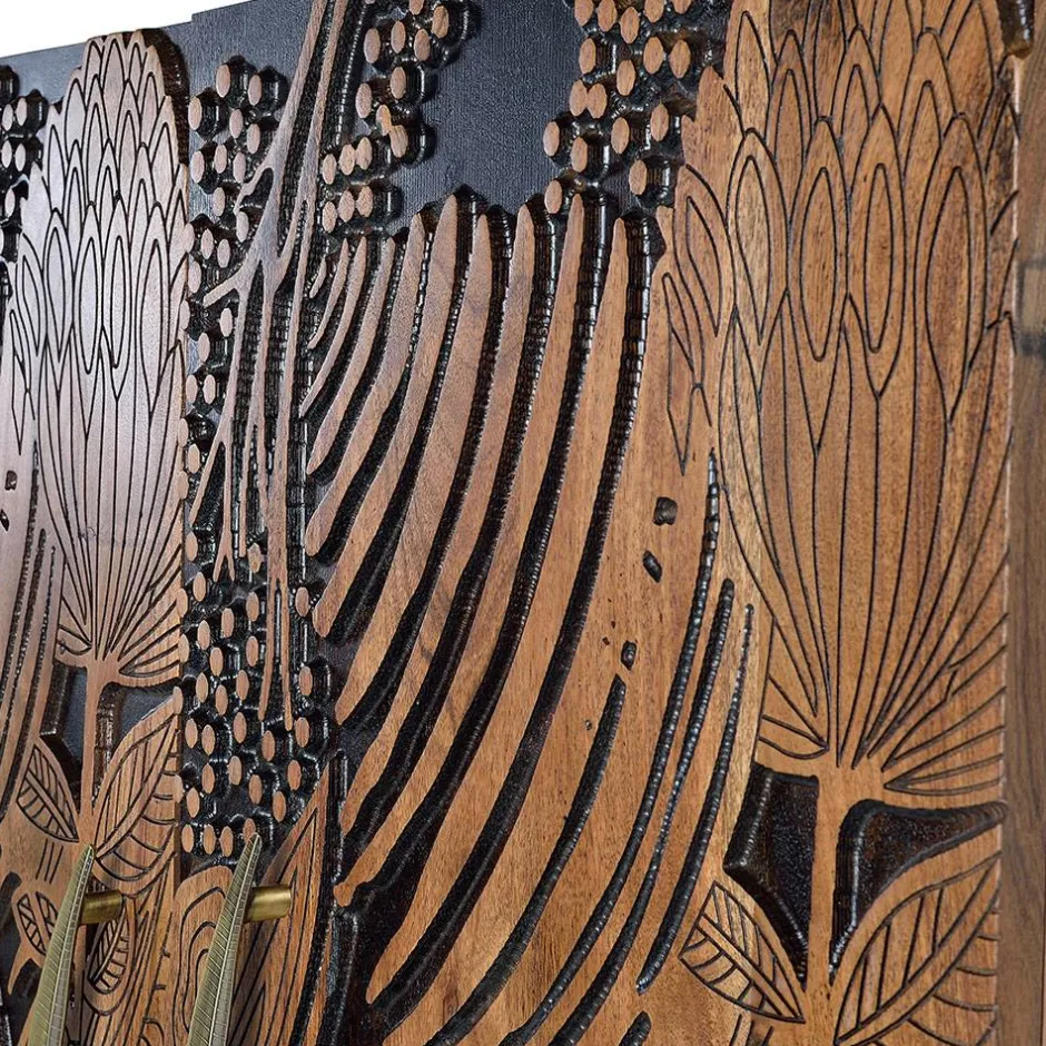 Wohnen Design Barschrank mit Schnitzerei und Lack - Marcel