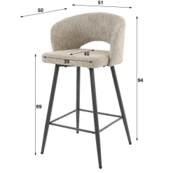 Wohnen Design Barstuhl aus Boucle in Beige - Ludizia (2er Set)