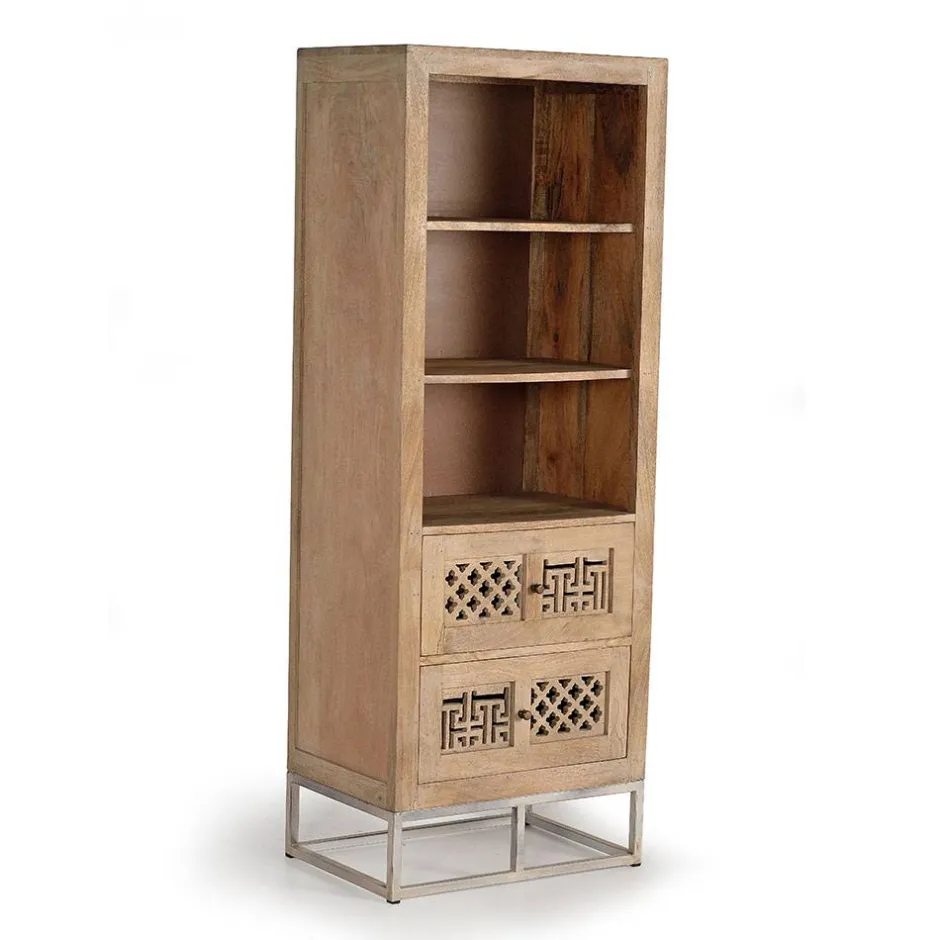 Design Bücherregal aus Mangobaum Massivholz - Valuta^Wohnen Discount