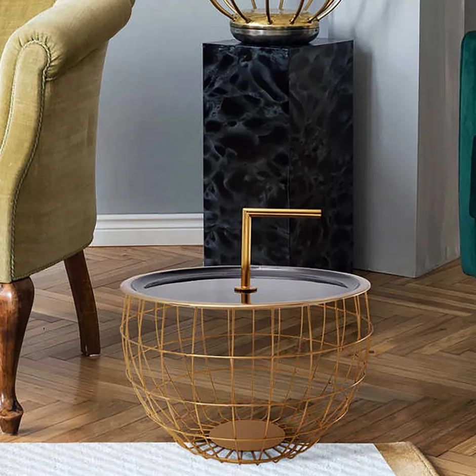 Wohnen Design Beistelltisch in Schwarz und Gold - Egeass