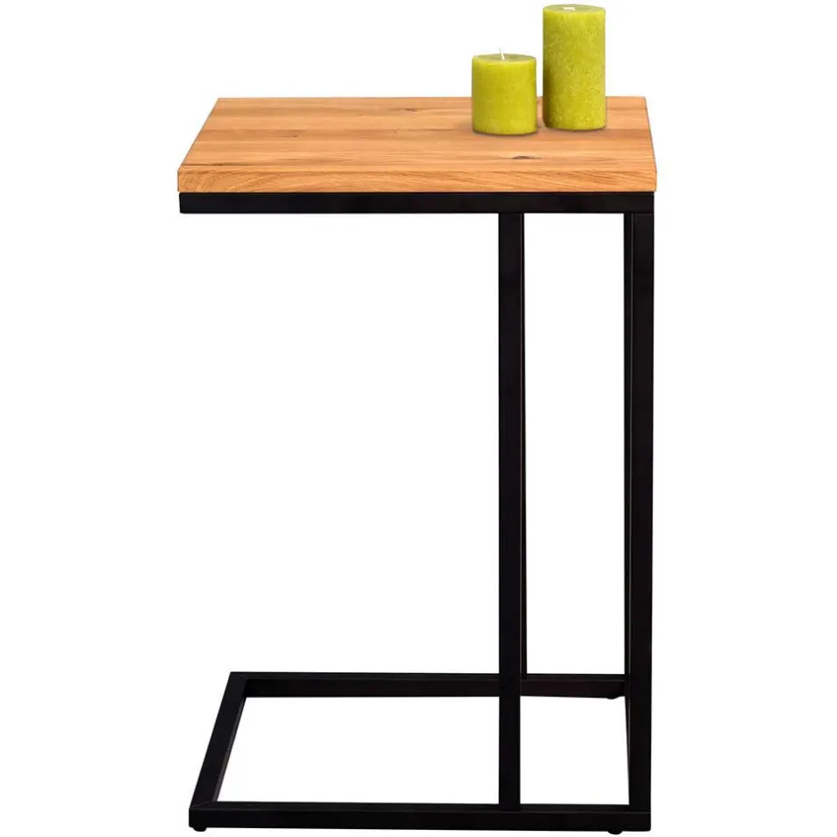 Wohnen Design Beistelltisch mit Wildeiche Massivholz Voprium & Metall schwarz