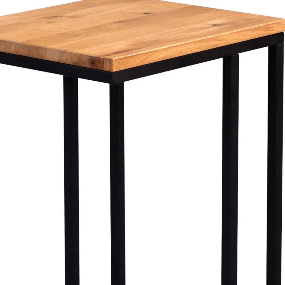 Wohnen Design Beistelltisch mit Wildeiche Massivholz Voprium & Metall schwarz