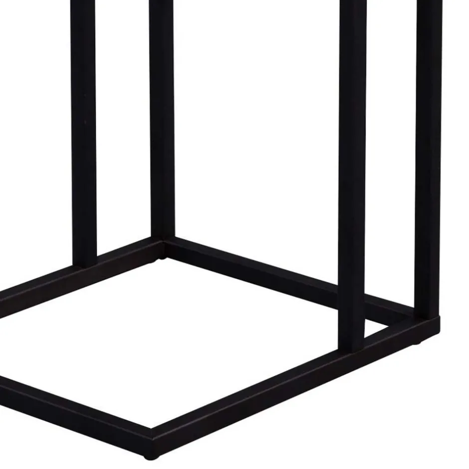 Wohnen Design Beistelltisch mit Wildeiche Massivholz Voprium & Metall schwarz