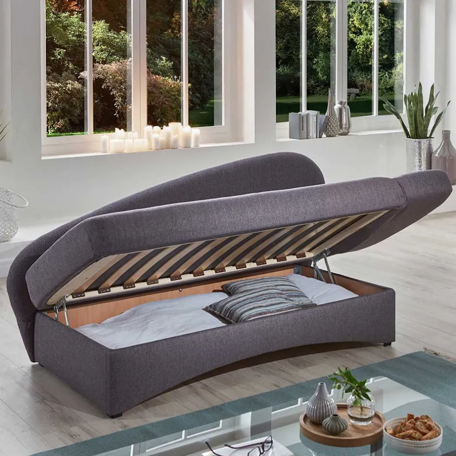Wohnen Design Bettcouch in Grau - Maelas