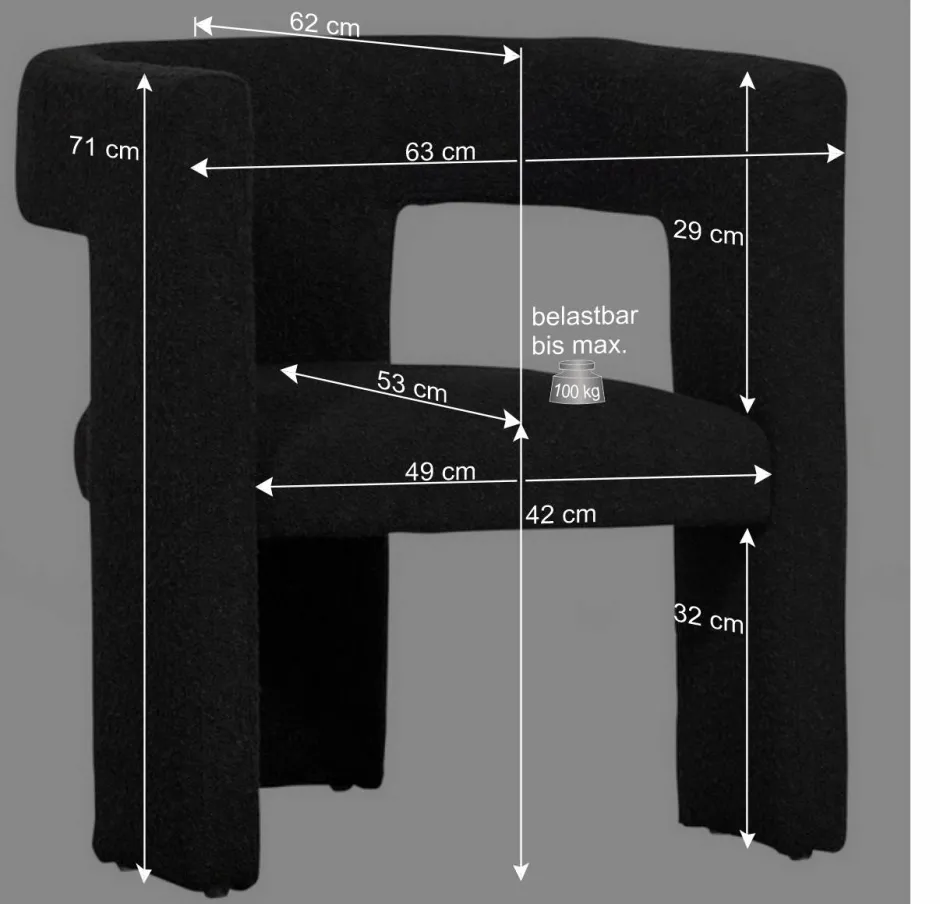Wohnen Design Cocktailsessel in Dunkelgrau Boucle - Seanno