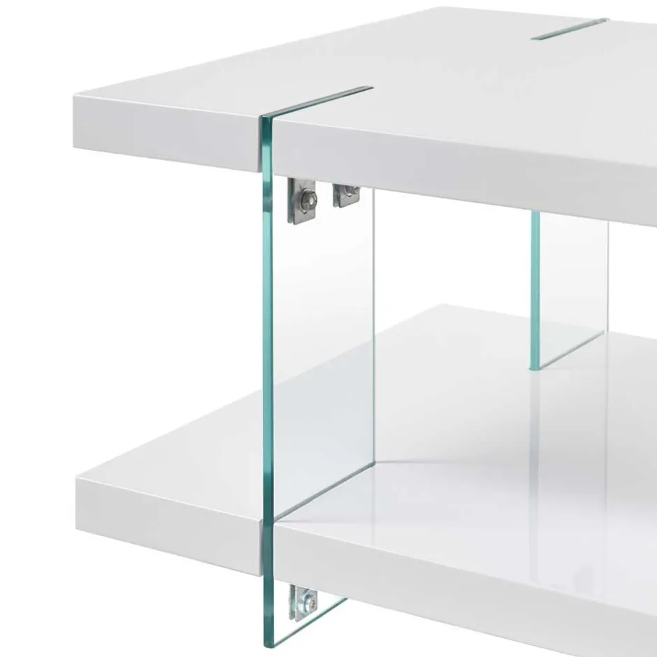 Design Couchtisch in Weiß Hochglanz & Glas - Klemak^Wohnen Best