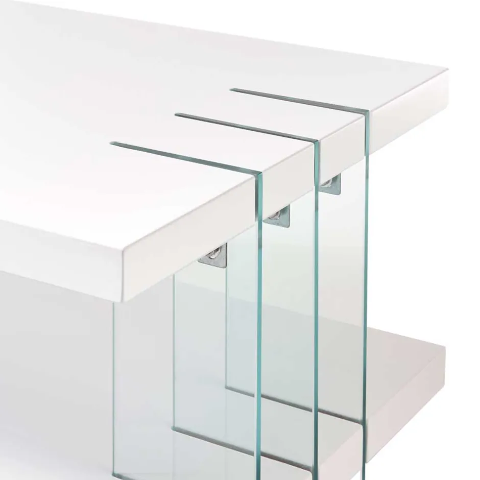 Design Couchtisch in Weiß Hochglanz & Glas - Klemak^Wohnen Best