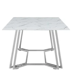 Wohnen Design Couchtisch mit Glasplatte Marmor Optik - Mimdos