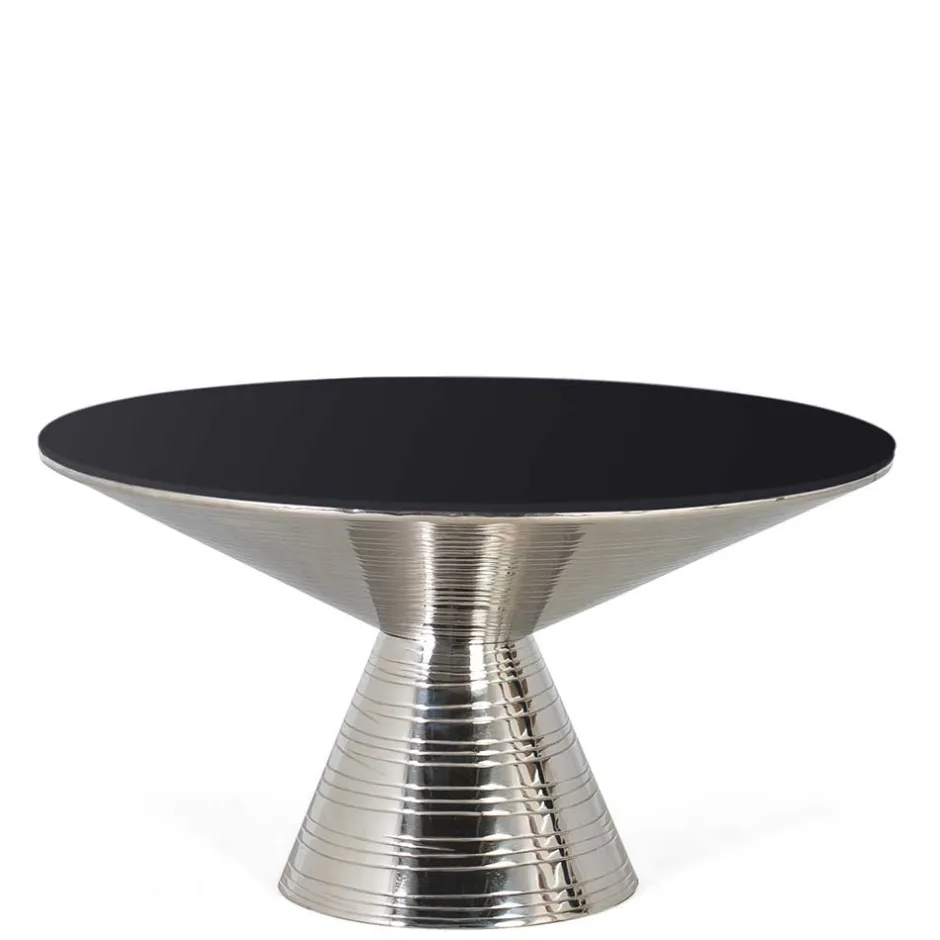 Wohnen Design Couchtisch mit schwarzer Glasplatte - Coralla